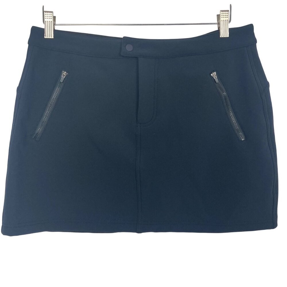 Title Nine Valhalla Softshell Skirt Womens 12 Black Fleece Lined Zip Pockets